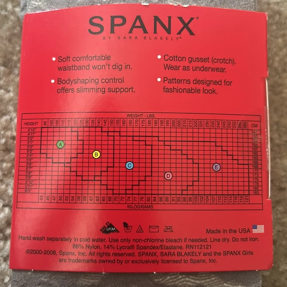 SPANX Patterned Tight-End Tights in Gray Sz C NWT